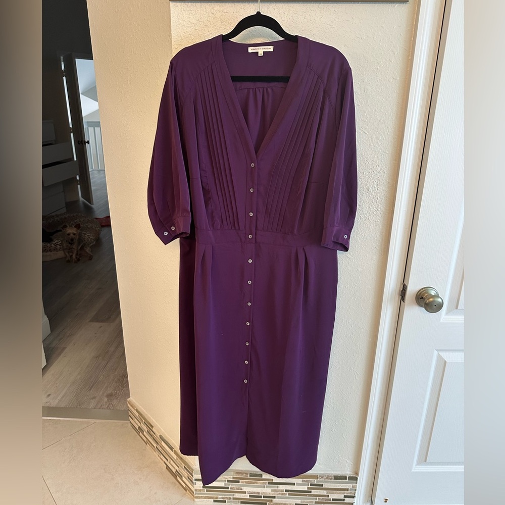 Standards & Practices Purple Button Up Dress - Si… - image 3